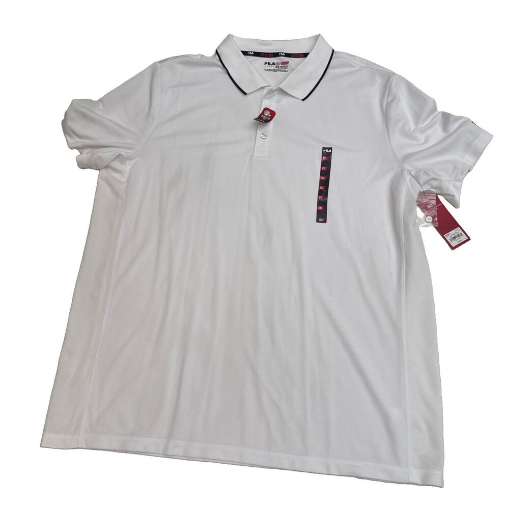 Fila White Tennis Golf Athletic Polo Shirt Size XXL New With Tags ($40 MSRP)